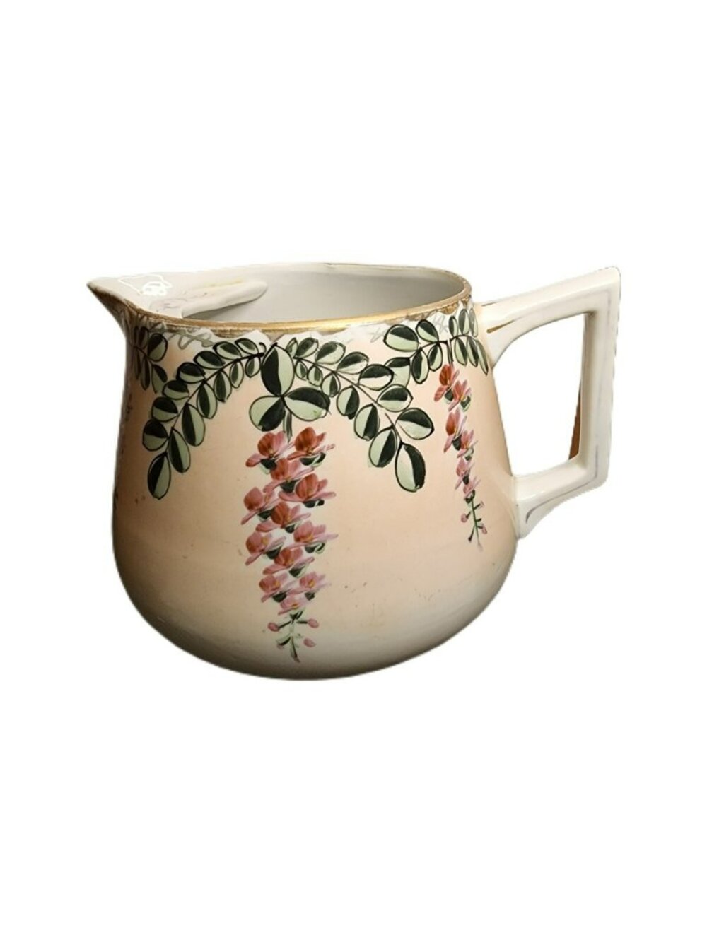 Antique Nippon E Oh Handpainted Florals Lemonade Pitcher Ice Lip